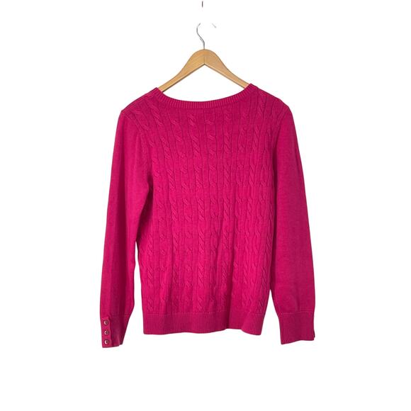Talbots Sweaters - NWT‎ TALBOTS Lambswool Cable Knit Sleeve Pink Sweater Size Large Petite Preppy